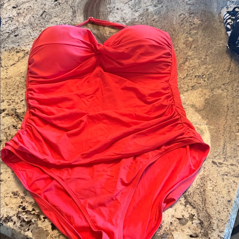 Anne Cole Red One-Piece Swimsuit - Ruched Tankini Style